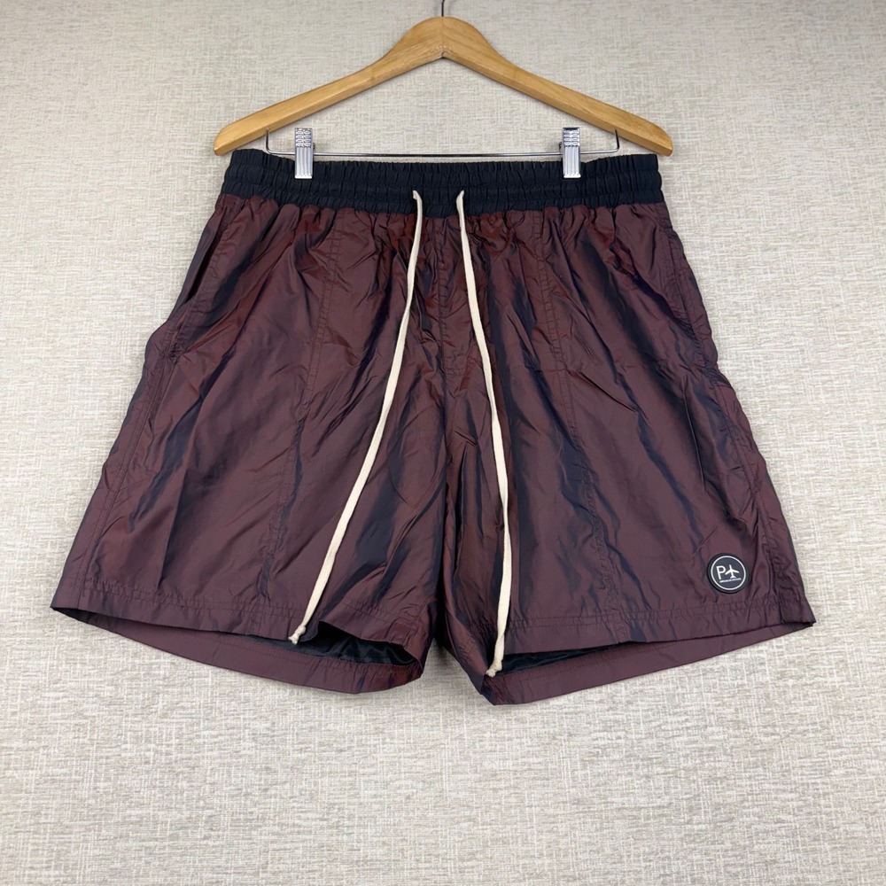 PASSRT ADV Articles De Voyage Iridescent Shorts Mens Large Burgundy Black 34x5